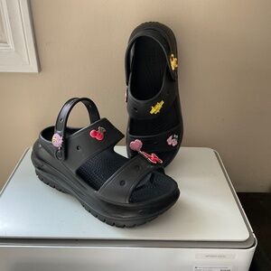 Crocs Black platform Sandal womens size 9